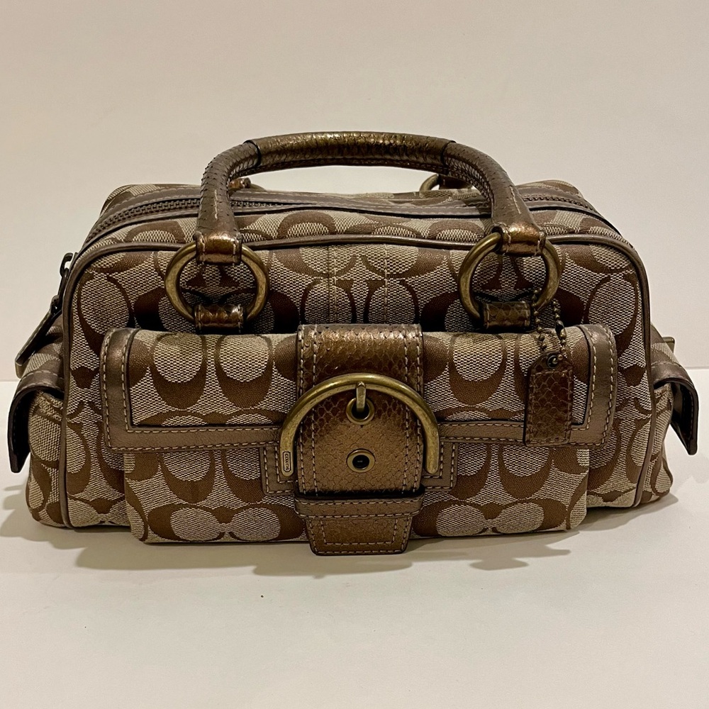 Vintage Coach Bronze / Brown Monogram Handbag